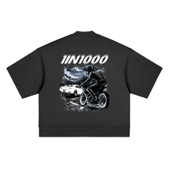 1IN1000 Unisex Heavyweight Pure Cotton Oversized Mock Neck T-shirt