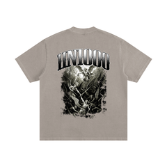 1IN1000 Unisex Heavyweight Pure Cotton Vintage Washed Frayed T-Shirt