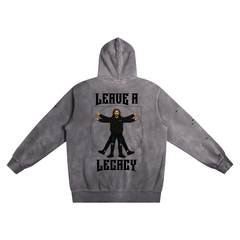 1IN1000 Unisex Heavyweight Pure Cotton Hand-Frayed Washed Hoodie