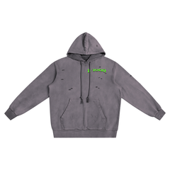 1IN1000 Unisex Heavyweight Pure Cotton Hand-Frayed Washed Hoodie